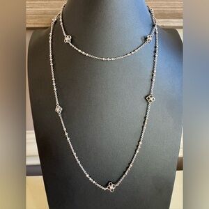 Kendra Scott Rue Silver & Crystal Floral Long Necklace